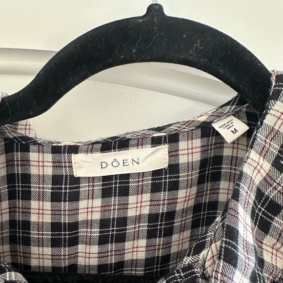 Doen Joelle Top Navy Countryside Plaid Sz M - Picture 4 of 5